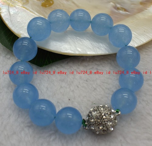 Pretty 12mm Natural Multicolor Gemstone Round Beads Bracelet 7.5" Magnetic Clasp - Picture 159 of 216