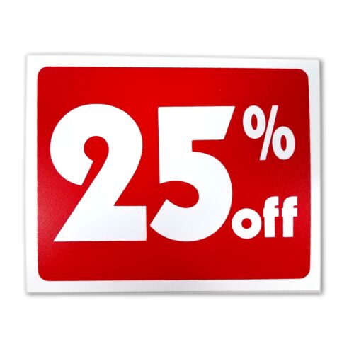 (5) Sale 25% Percent Off Business Retail Store Discount Promotion Message Sign