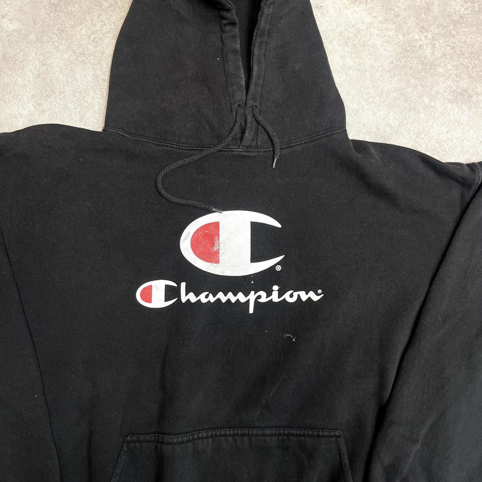 Champion Hoodie Mens Y2K Spell Out Pullover Sweatshirt, Black, 2XL image 4