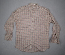 Peter Millar Dress Shirt Mens Large Beige Check Button Up Work Designer Classic