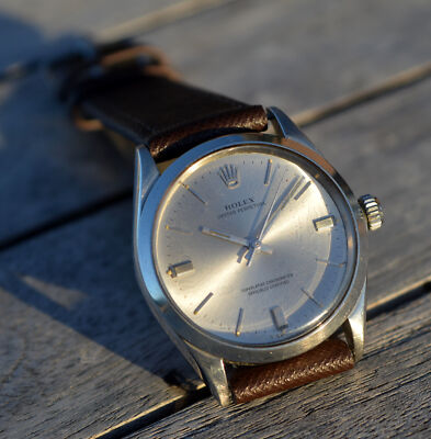 Rolex Herren Oyster Perpetual 34 Edelstahl mit Garantie atemberaubendes Zifferblatt 1970