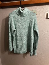 Eddie Bauer Women s Oversized Turtle Neck Long Sleeve Sweater Size Small Green