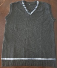 New Mens Charcoal Grey Polyester V-Neck Sleeveless Sweater Vest Size XL