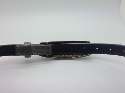 Vtg 1980s Carlisle Gold Faux Leather Textured Buckle Belt  display picture 3