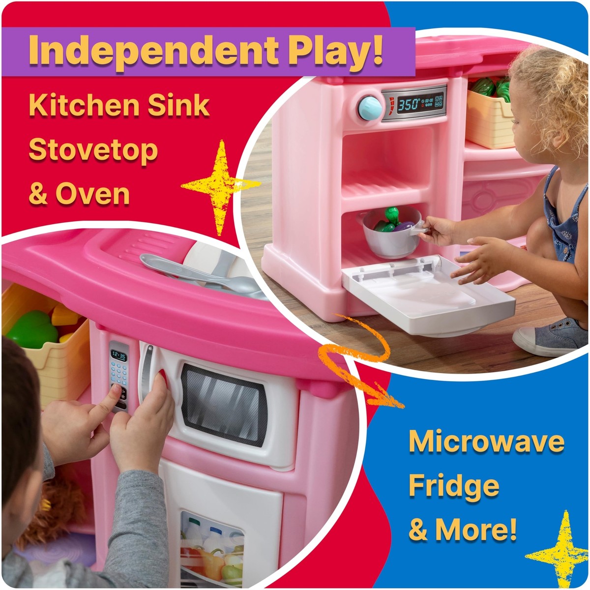 Ultimate Large Pink Play Kitchen Interactive Toy 25 Piece Set for