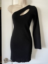 Sexy Trendy One shoulder cut out Black bodycon dress party, elegant, cocktail