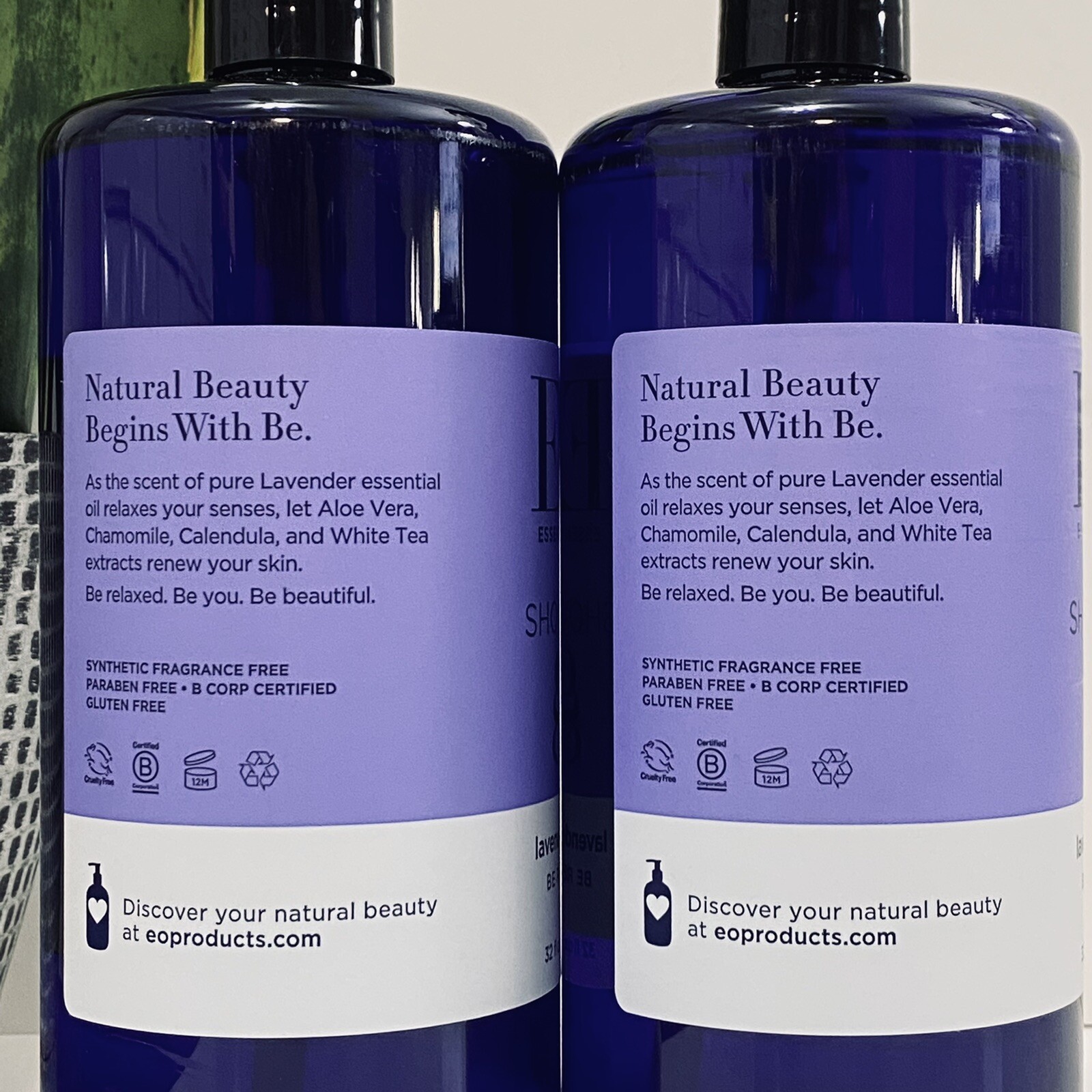 Lot Of 2 EO Essential Oils Soothing Shower Gel Lavender Aloe 32 Fl Oz