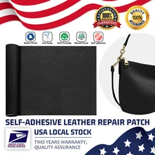 Leather Repair Tape Self-Adhesive Patch for Car Seat Couch Furniture Sofa Black