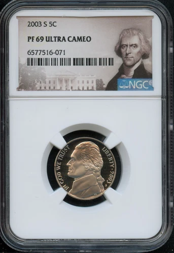NGC - Jefferson Nickel - 5c - 2003 S - PF 69 ULTRA CAM