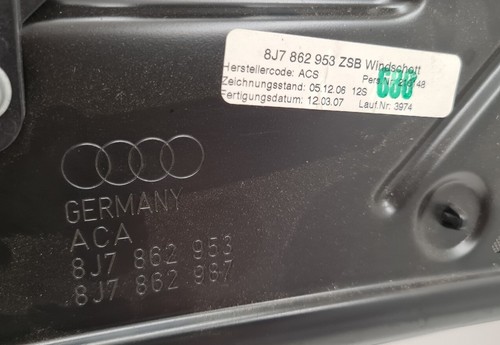 Audi TT MK2 8J Roadster/Cabriolet 2006-2014 Wind Deflector 8J7862953 8J7959111DE - Picture 5 of 6