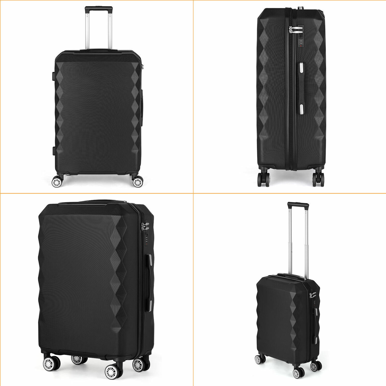 20" Carry On Trolley Suitcase ABS w/Wheels Travel Spinner Lightweight