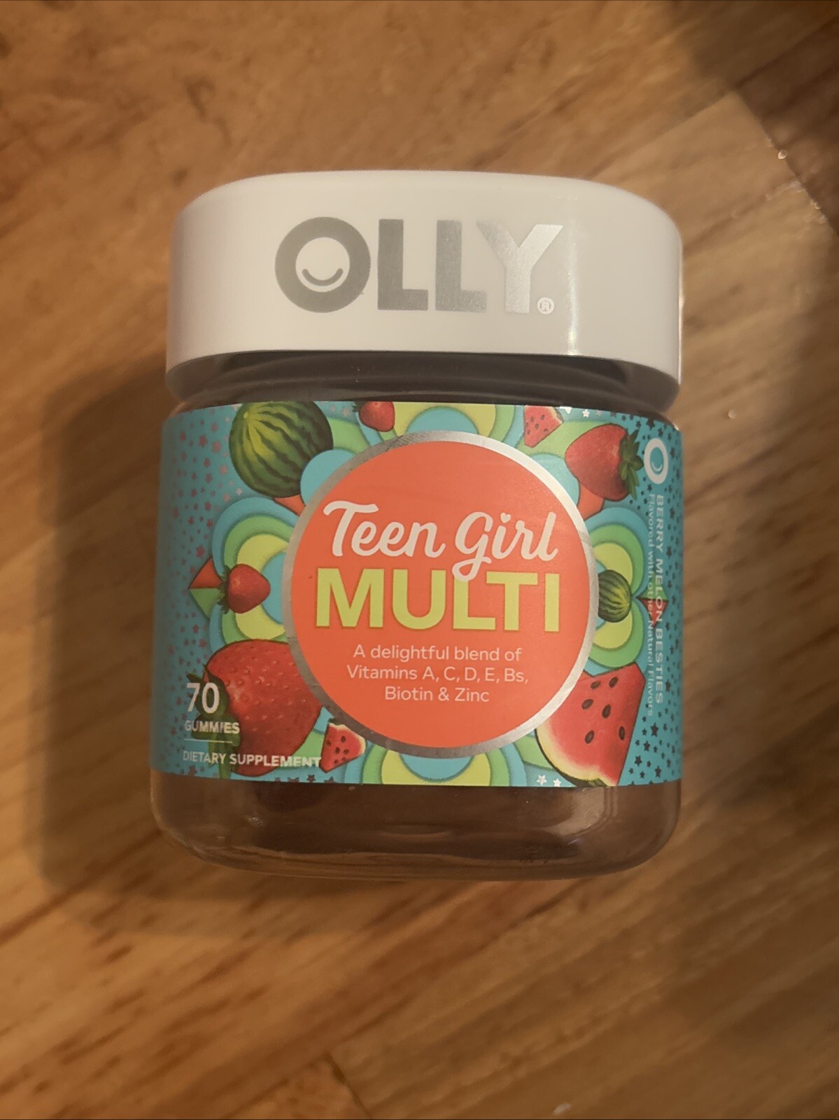 Olly TEEN GIRL MULTI Vitamins A C D E Bs Biotin & Zinc Gummies BERRY MELON, 70ct