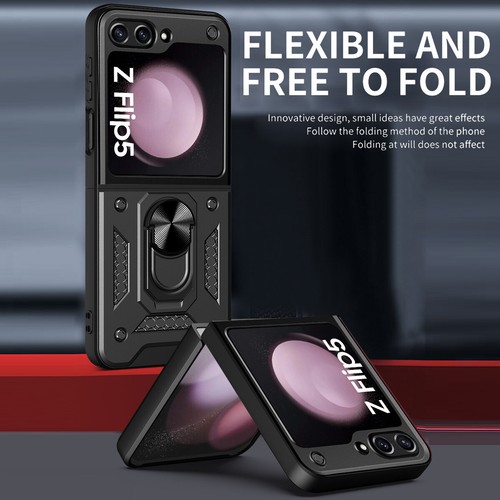 For Samsung Galaxy Z Flip 3/4 5G Case Rugged Shockproof Slide Camera Cover Stand - Picture 6 of 18