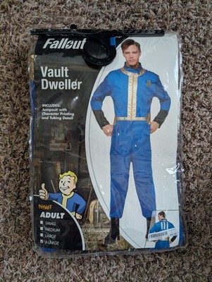 Spirit Halloween Fallout Vault Dweller Adult Costume Jumpsuit Blue & Gold XL New