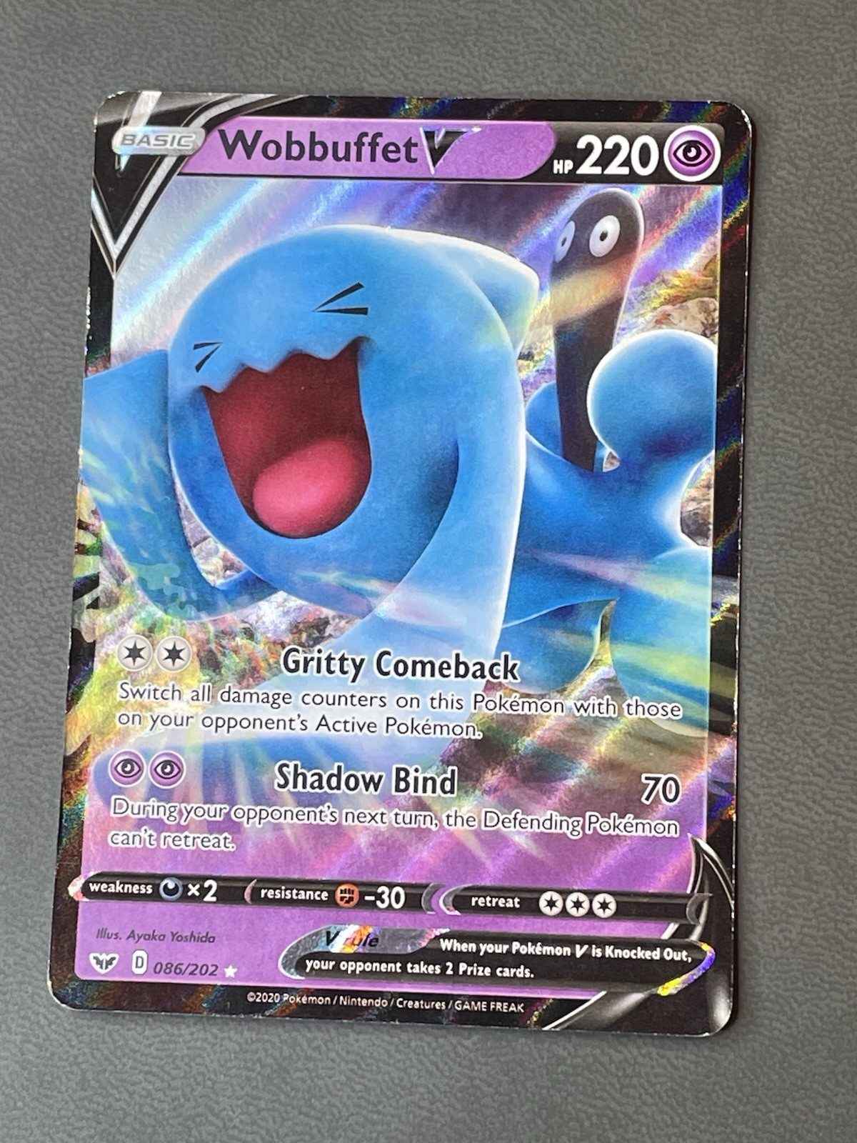 Pokémon Wobbuffet V 086/202 Sword & Shield Ultra Rare Holo Card 220 HP