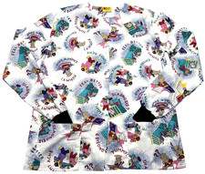 Scrub Jacket Womens L Printed 2 Pockets Snap Front Pediatric Oversized NWOT