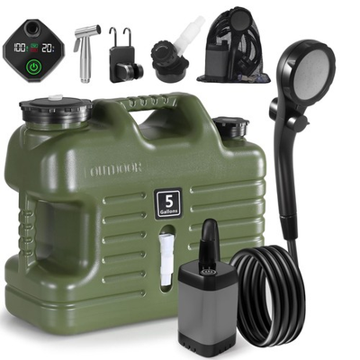 #ad Portable Camping Shower with 5 Gallon Water Jug 6000mAh Rechargeable Outdoor... $108.69