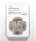 1922 Peace Silver Dollar Mint Error Reverse Struck Thru MS61 NGC *4584