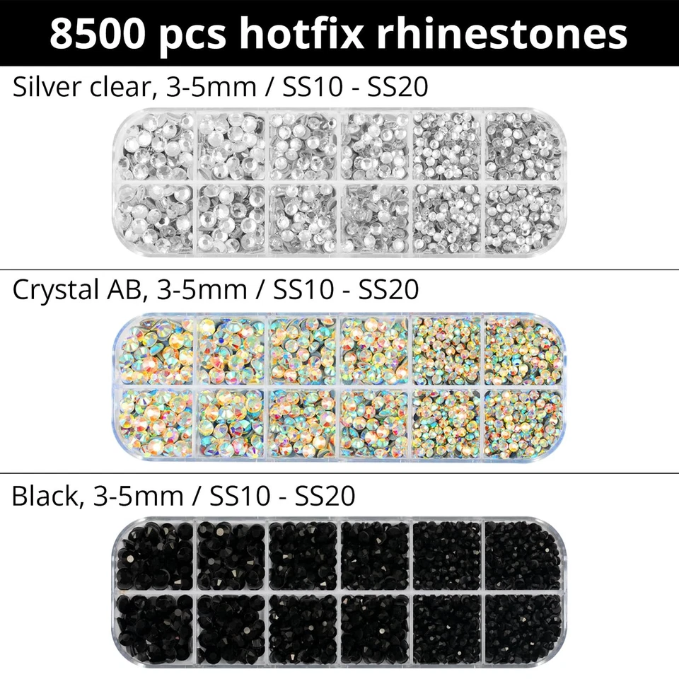 Hot Fix Applicator Tool Kit with 8500 Rhinestones for Blinging Clothes, Fabri... - Image 2 of 4