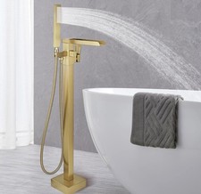 Free Standing Tub Faucet Brushed Gold, Floor Mount Freestanding Tub Faucets, Bra