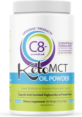 LifeSense C8 enriched MCT Oil Powder Unflavored Sourced from Coconut Oil,... 