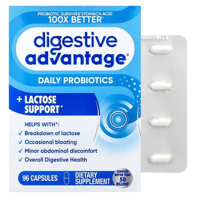 Digestive Advantage , Daily Probiotics + Lactose Support, 96 Capsules