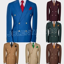Double Breasted Men's Jacket Business Formal Groom Tuxedo Party Prom Blazer Coat