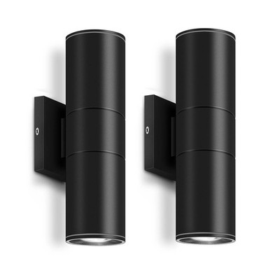 Modern 2-Light Up Down Outdoor Wall Light, Aluminum Exterior Outdoor Wall Sconce
