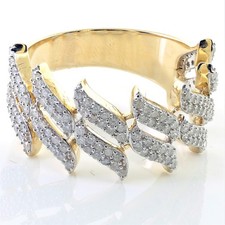 Solid 10k Yellow Gold 1.25ct Natural Diamond Wavy Mens Wedding Band Ring