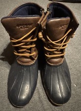 Sperry Top-Sider Girls Navy Blue/ Brown Saltwater Duck Boot Size 5 M