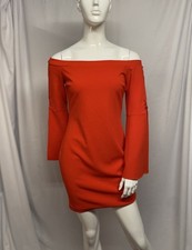 Guess Orange Medium Mini Dress off-the-shoulder with slit sleeves