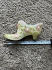FENTON IRIDESCENT HAND PAINTED CABBAGE ROSE BILL FENTON SHOE