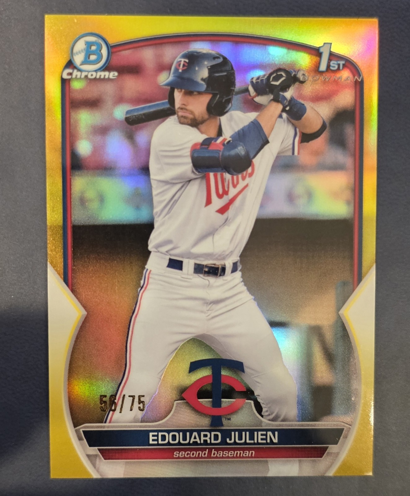2023 Bowman Chrome Prospect Yellow Refractor BCP-82 Edouard Julien #'d/75