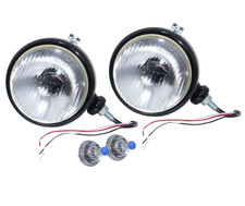 Headlights Set LH & RH Black With Bulb Fits For Massey Ferguson 35 35 x Tractor