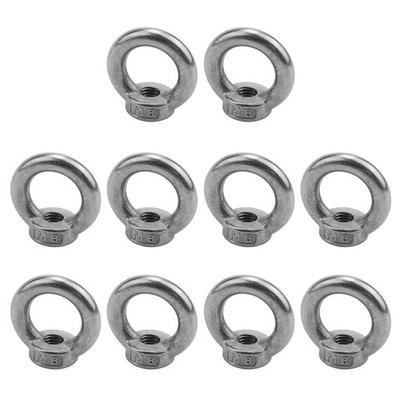 Antrader 10pcs 304 Stainless Steel Ring Shape M8 Lifting Eye Threaded Nut