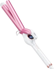 1 Inch Long Barrel Digital Ceramic Curling Wand with Auto Shut Off and Dual Volt