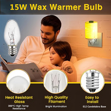 Salt Lamp Bulb - 15 Watt Light Bulbs for Scentsy Wax Warmer,C7/120V/E12 Long ...