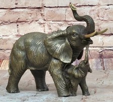 Art Deco Elephant Bronze Sculpture Animal Figure Wild Life Statue Decor Gift
