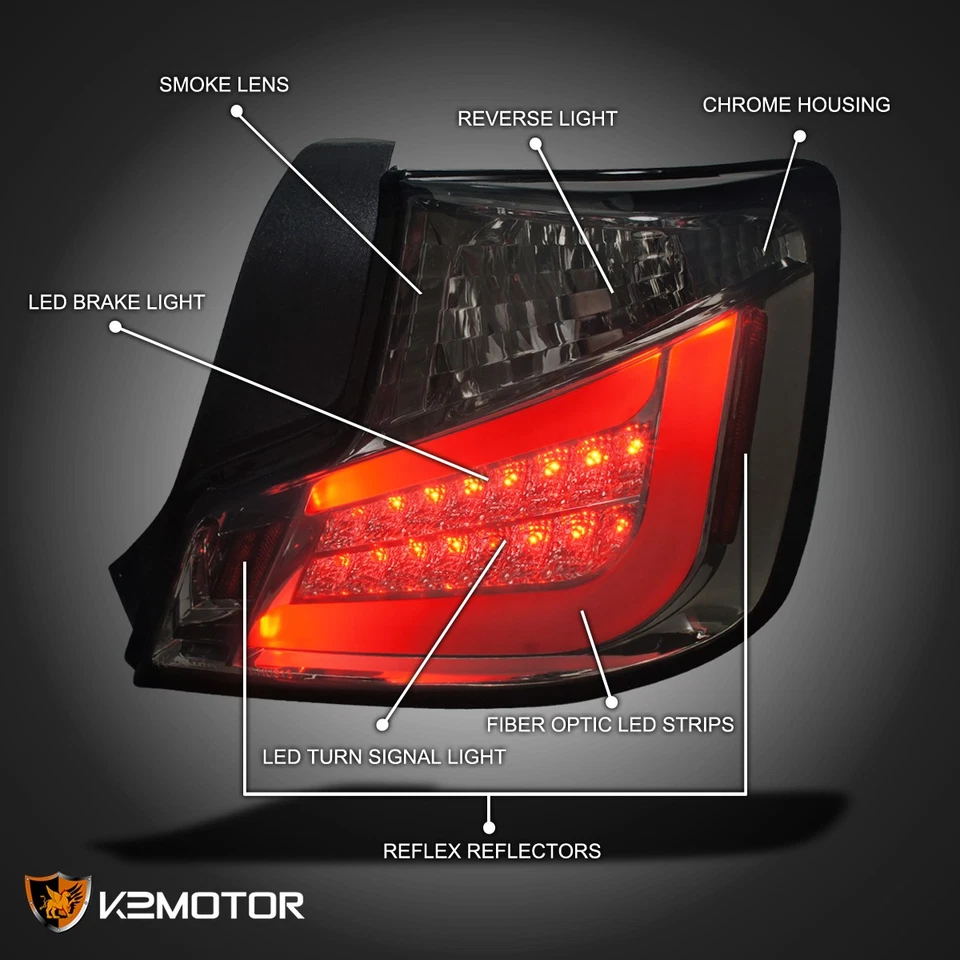 Fits 2011-2013 Scion tC Smoke LED Tube Tail Lights Brake Lamps Left+Right 11 12 Foto 3 de 4