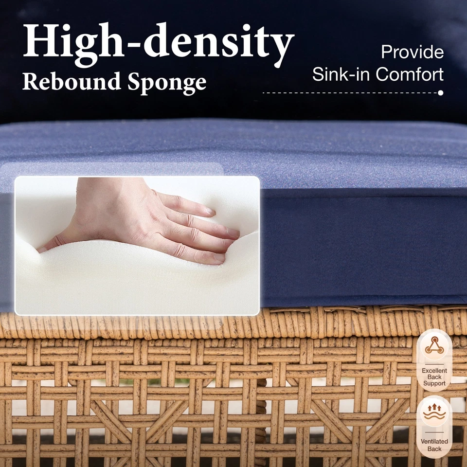 Conjunto de móveis de pátio para área externa sofá de vime para área externa - Imagem 4 de 4