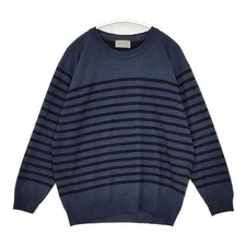 MARGARET HOWELL/JOHN SMEDLEY 578-263401 Wool Sweater knit Navy 5-0922T∞