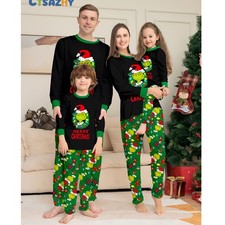 2025 Merry Christmas Grinch Pajamas Matching Sets for Family Xmas Pjs Sleepwear