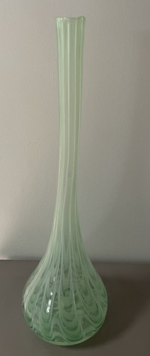 Murano Glass Mint Green White Clear Swung Vase 16.5"H Italy - Picture 17 of 17