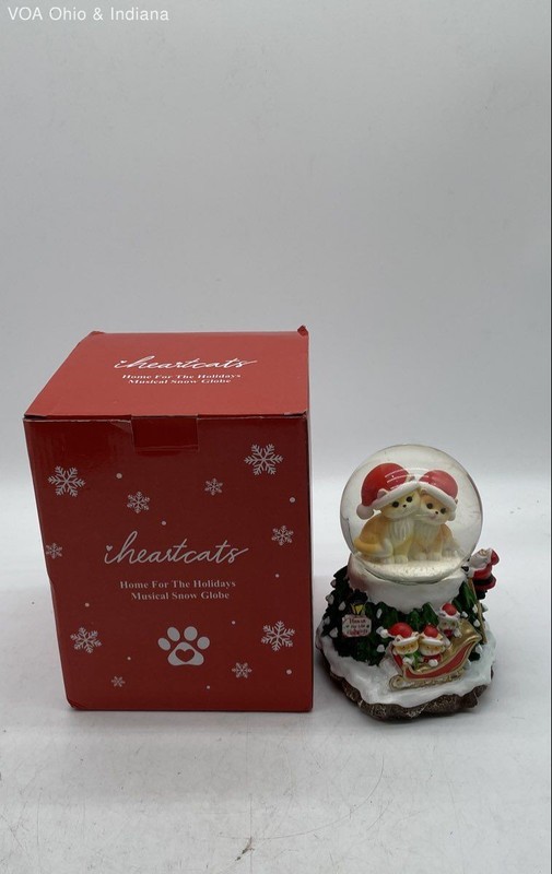 iheartcats Home For The Holidays Musical Snow Globe Christmas Cats Sleigh Box
