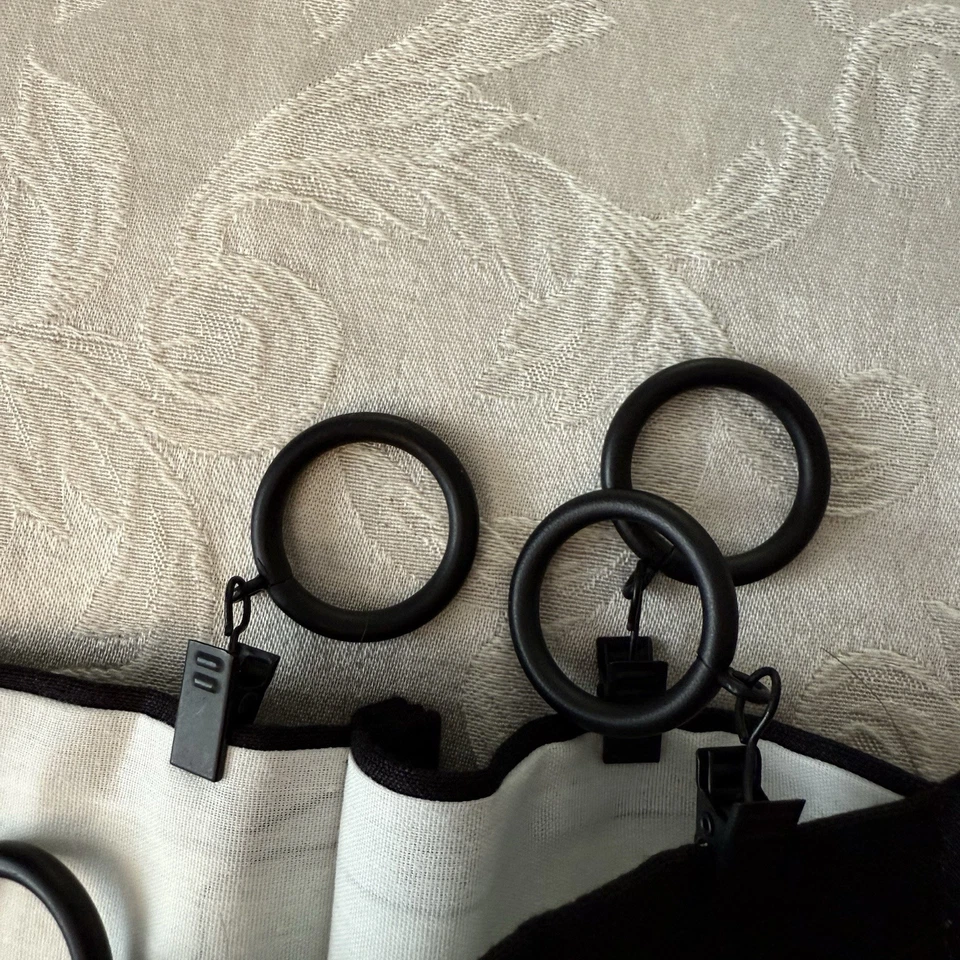 JCP Home SET 2 Clip Anillo Pellizco Plisado Forrado Cortinas Cortinas + ANILLOS 83"L Negro Foto 4 de 4