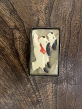 Beautiful Vintage Curved Rectangular Broach With Two Dogs Unknown Breed