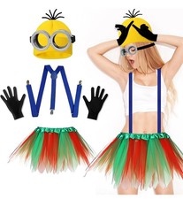 Halloween Costume Set for Girls Teens, Tutu Skirt Goggles Suspenders Gloves Hat
