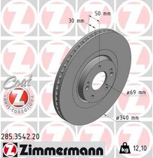 2x ZIMMERMANN Bremsscheibe COAT Z 285.3542.20 für HYUNDAI SANTA FE 4 TM TMA GDI