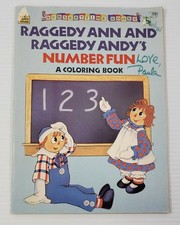  L3 Vintage 1987 Raggedy Ann and Andy's Number Fun Coloring Book Happy House 