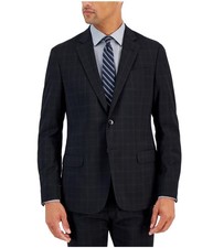 Armani Mens Windowpane Two Button Blazer Jacket